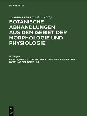 cover image of Die Entwicklung des Keimes der Gattung Selaginella